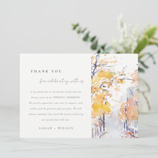 Rustieke Pastel herfst Herfst Landschap Trouwdetai Bedankkaart (Staand voorkant)