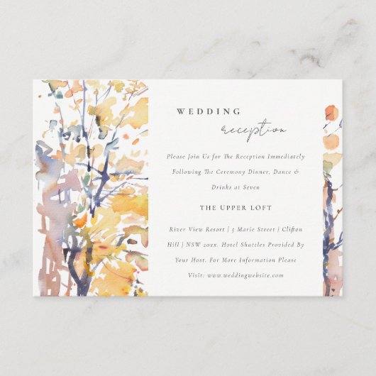 Rustieke pastel herfst landschap bruiloft receptie informatiekaartje (Voorkant)