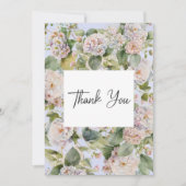 Rustieke Pastel Hydrangea Floral Monogram Periwink Bedankkaart (Voorkant)