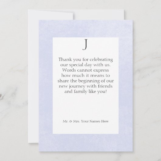 Rustieke Pastel Hydrangea Floral Monogram Periwink Bedankkaart (Achterkant)