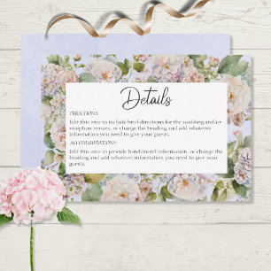 Rustieke Pastel Hydrangea Floral Monogram Periwink Informatiekaartje