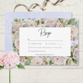 Rustieke Pastel Hydrangea Floral Monogram Periwink RSVP Kaartje