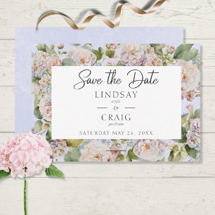 Rustieke Pastel Hydrangea Floral Monogram Periwink Save The Date