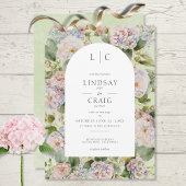 Rustieke Pastel Hydrangea Floral Monogram Sage Gro Kaart