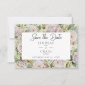 Rustieke Pastel Hydrangea Floral Monogram Sage Gro Save The Date (Voorkant)
