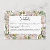 Rustieke Pastel Hydrangea Floral Monogram Wit Informatiekaartje (Voorkant)