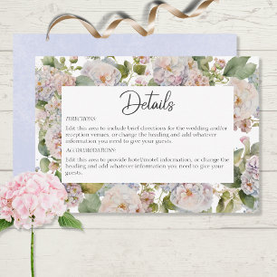Rustieke Pastel Hydrangea Floral Monogram Wit Informatiekaartje