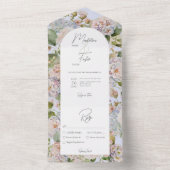 Rustieke Pastel Hydrangeas Periwinkle Arch Diner All In One Uitnodiging (Binnen)
