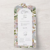 Rustieke Pastel Hydrangeas Witte Boog Diner All In One Uitnodiging (Binnen)