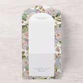Rustieke Pastel Hydrangeas Witte Boog Geen Diner All In One Uitnodiging (Buitenkant)