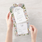 Rustieke Pastel Hydrangeas Witte Boog Geen Diner All In One Uitnodiging (Afscheurbaar)