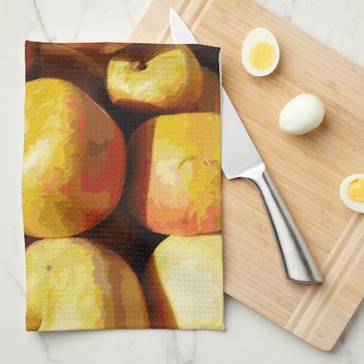 Rustieke Pastel Kleurrijke Herfst Apple Orchard Oo Theedoek (Quarter Fold)