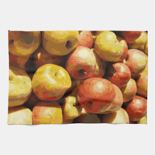 Rustieke Pastel Kleurrijke Herfst Apple Orchard Oo Theedoek (Horizontaal)