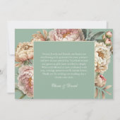 Rustieke Pastel Sage Groene Blush Roze Pioen Bruil Bedankkaart (Achterkant)