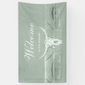 Rustieke Pastel Sage Groene Westerne Koe Schedel W Spandoek (Verticaal)