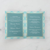 Rustieke Pastel Turquoise Crème Damast Moslim Brui (Binnen)