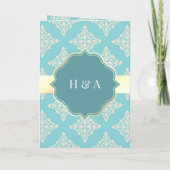 Rustieke Pastel Turquoise Crème Damast Moslim Brui (Achterkant)