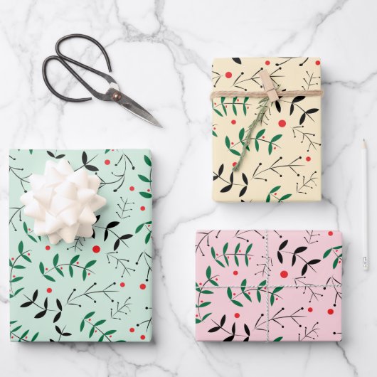 Rustieke Pastel Winter Bosgroen Inpakpapier Vel (Voorkant)