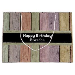 Rustieke Pastel Wood Plank Happy Birthday Groot Cadeauzakje