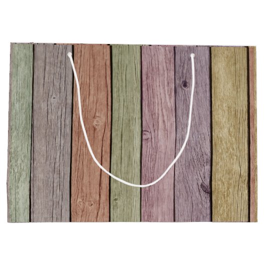 Rustieke Pastel Wood Plank Happy Birthday Groot Cadeauzakje (Achterkant)