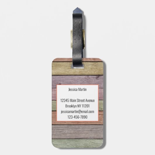 rustieke pastelhouten plank bagagelabel (Achterkant verticaal)