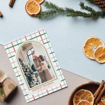 Rustieke Pastelkleuren Geruite Foto Prettig Kerstf