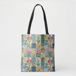 Rustieke Patchwork Bloem Botanische Tuin Mooie Tote Bag
