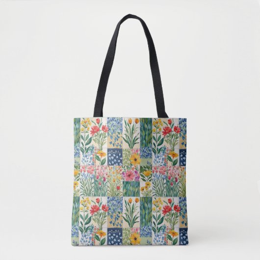 Rustieke Patchwork Bloem Botanische Tuin Mooie Tote Bag (Voorkant)