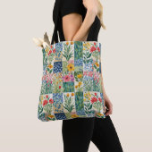 Rustieke Patchwork Bloem Botanische Tuin Mooie Tote Bag (Dichtbij)