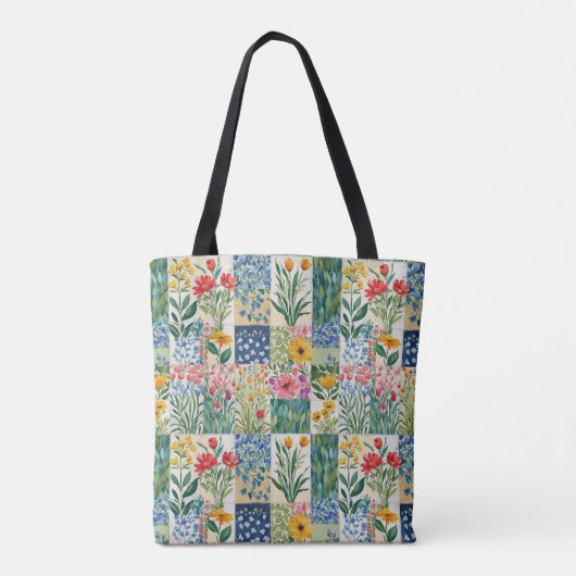 Rustieke Patchwork Floral Botanical Garden  Tote Bag (Achterkant)