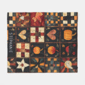 Rustieke patchwork | Folk Art Autumn Quilt patroon Fleece Deken (Voorkant (Horizontaal))