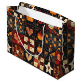 Rustieke patchwork | Folk Art Autumn Quilt patroon Groot Cadeauzakje (Achterkant Gekanteld)