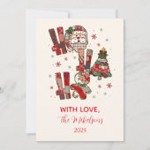 Rustieke Patchwork Ho Ho Ho Kerstmis Feestdagenkaart (Voorkant)