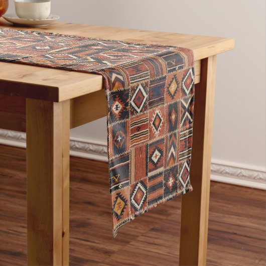 Rustieke Patchwork Kilim Geometrische Tapijt Korte Tafelloper (Voorbeeld)