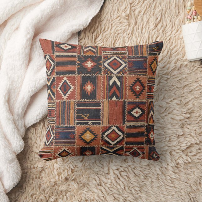 Rustieke Patchwork Kilim Geometrische Tapijt Kussen (Deken)