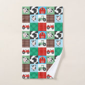 Rustieke patchwork koeienboerderij blauw en rood bad handdoek (Handdoek)