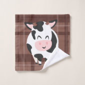 Rustieke patchwork koeienboerderij blauw en rood bad handdoek (Wasdoekje)