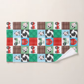 Rustieke patchwork koeienboerderij blauw en rood bad handdoek (Handdoek)