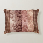 Rustieke Patchwork Plaid en Bloemendamasker Accent Kussen (Voorkant)