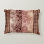 Rustieke Patchwork Plaid en Bloemendamasker Accent Kussen (Achterkant)