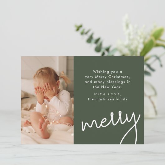 Rustieke Patchwork Plaid Vrolijke Kerstfoto Feestdagenkaart (Staand voorkant)