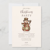 Rustieke Patchwork Sneeuwman Kerst Kaart (Voorkant)