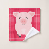 Rustieke Patchwork Varken Bloemen Boerderij Roze K Bad Handdoek (Wasdoekje)