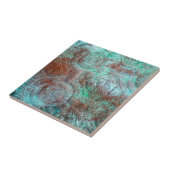 Rustieke patina koper met turquoise  tegeltje (Zijkant)