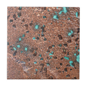 Rustieke patina koper met turquoise tegeltje