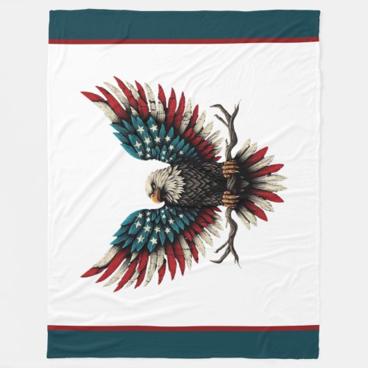 Rustieke patriottische Amerikaanse / USA zeearend Fleece Deken (Voorkant)