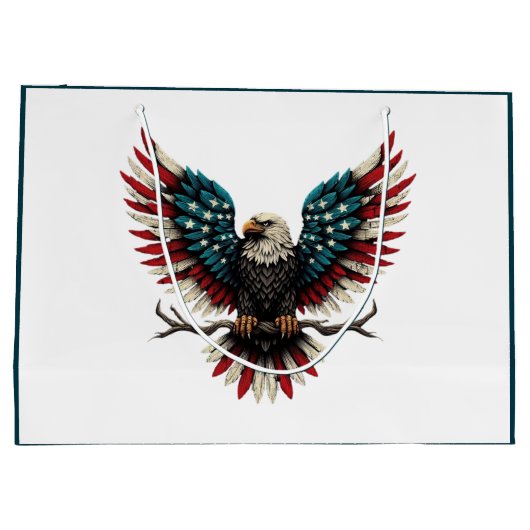 Rustieke patriottische Amerikaanse / USA zeearend Groot Cadeauzakje (Achterkant)