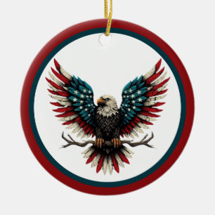 Rustieke patriottische Amerikaanse / USA zeearend Keramisch Ornament