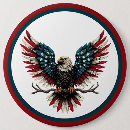 Rustieke patriottische Amerikaanse / USA zeearend Ronde Button 6,0 Cm (Voorkant)