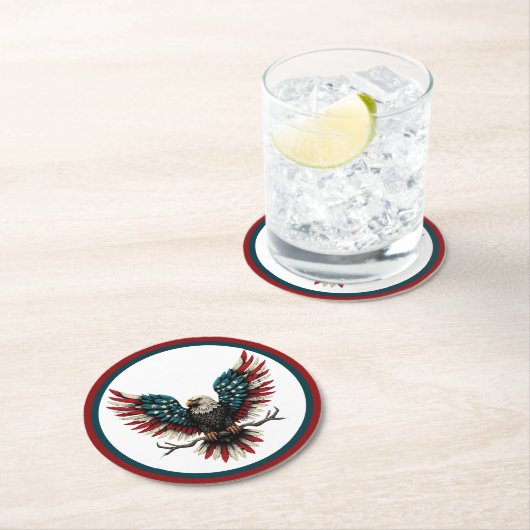 Rustieke patriottische Amerikaanse / USA zeearend Ronde Kartonnen Onderzetter (Insitu)